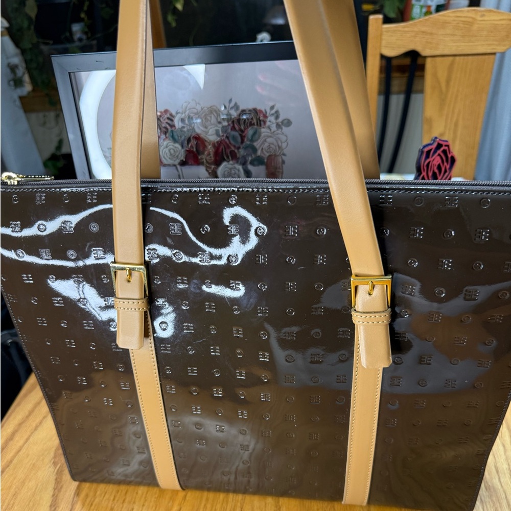 Arcadia Patent Leather Brown Tote Bag – Made in Italy